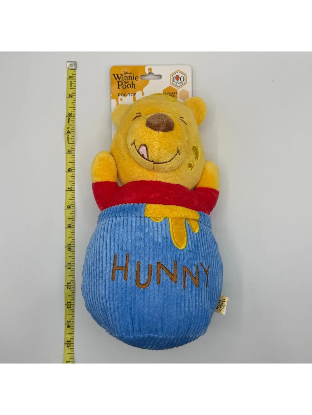 Disney Winnie The Pooh Dog Toy Plush 100 Years Squeaker Hunny Pot Corduroy NWT